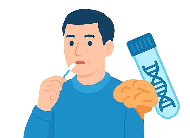 検査用の唾液を採取している人のイラスト