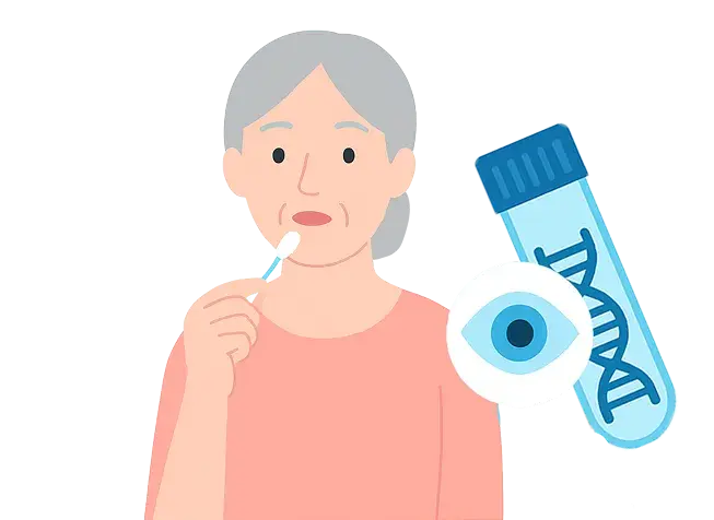 検査用の唾液を採取している人のイラスト